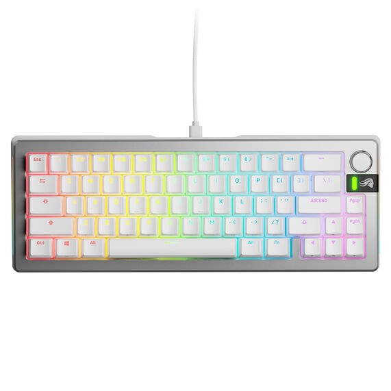 Glorious GMMK 3 Pro 65 % Custom Gaming-Tastatur - Pre-Built, ANSI (US), Fox Switches, silber