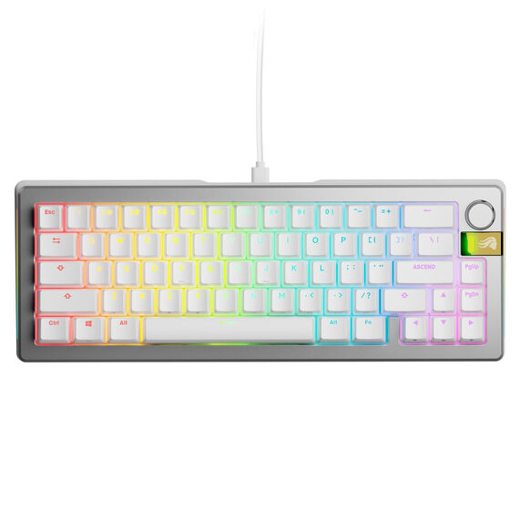 Glorious GMMK 3 Pro HE 65 % Custom Gaming-Tastatur - Pre-Built, ANSI (US), Fox HE Switches, silber