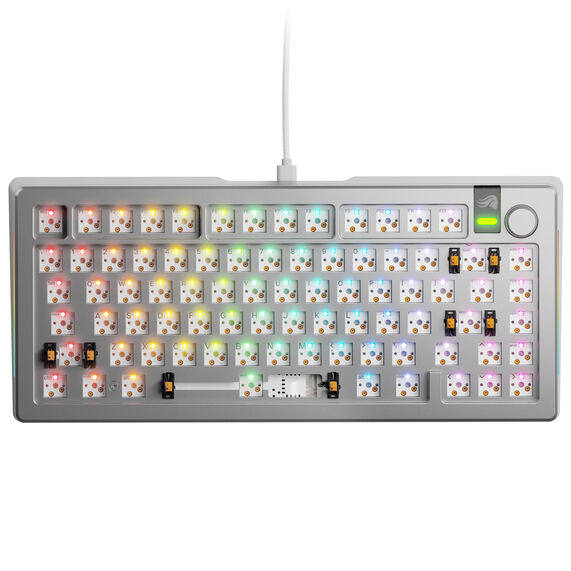 Glorious GMMK 3 Pro 75 % Custom Gaming-Tastatur - Barebone, ANSI-Layout, silber