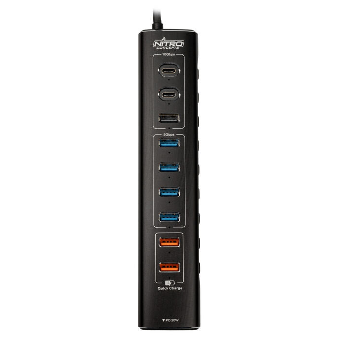 Nitro Concepts UH1, 10-Port Hybrid USB-Hub, USB 3.2