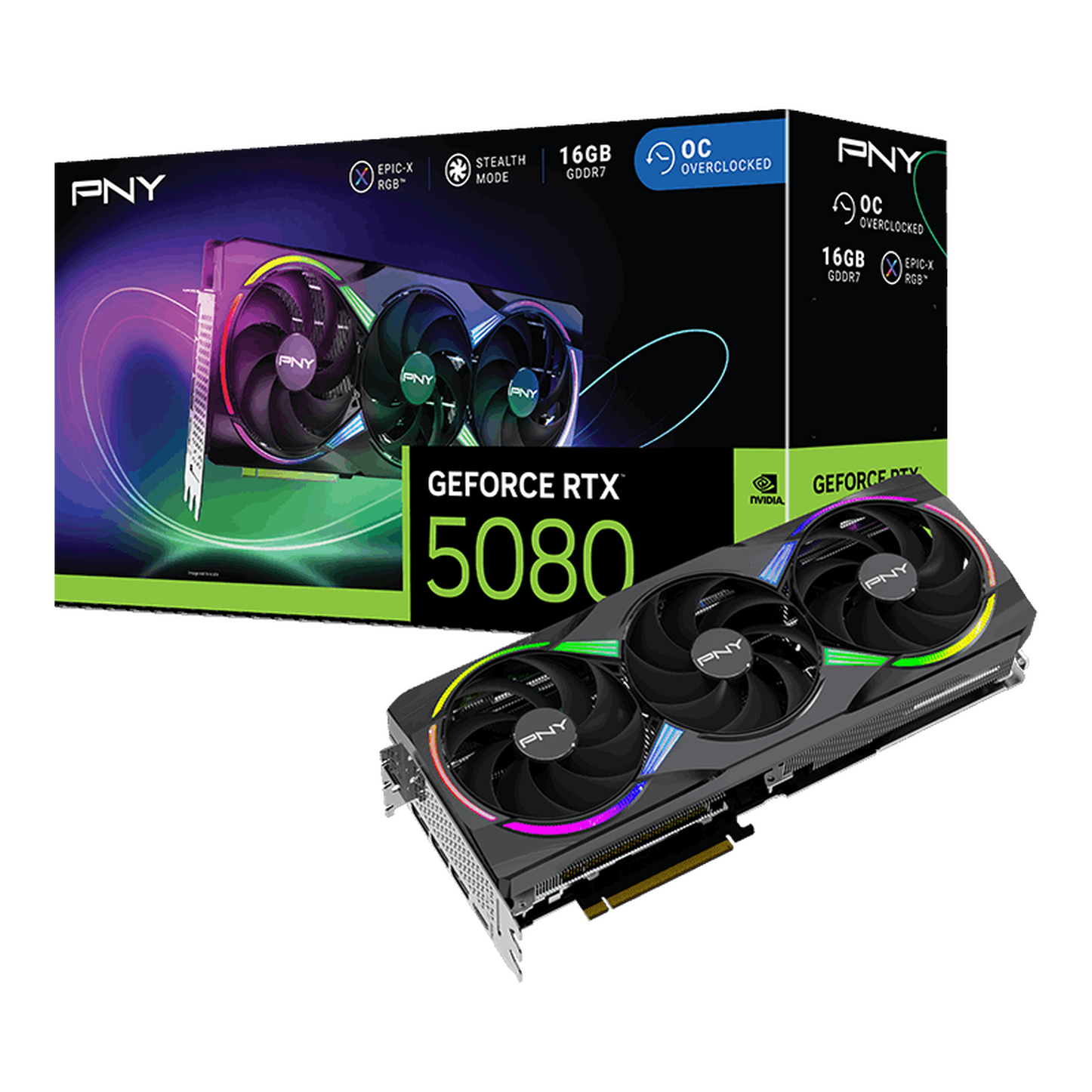 PNY GeForce RTX 5080 Epic-X OC, 16384 MB GDDR7