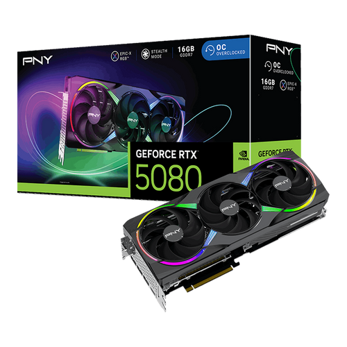 PNY GeForce RTX 5080 ARGB Epic-X OC Edition, 16384 MB GDDR7