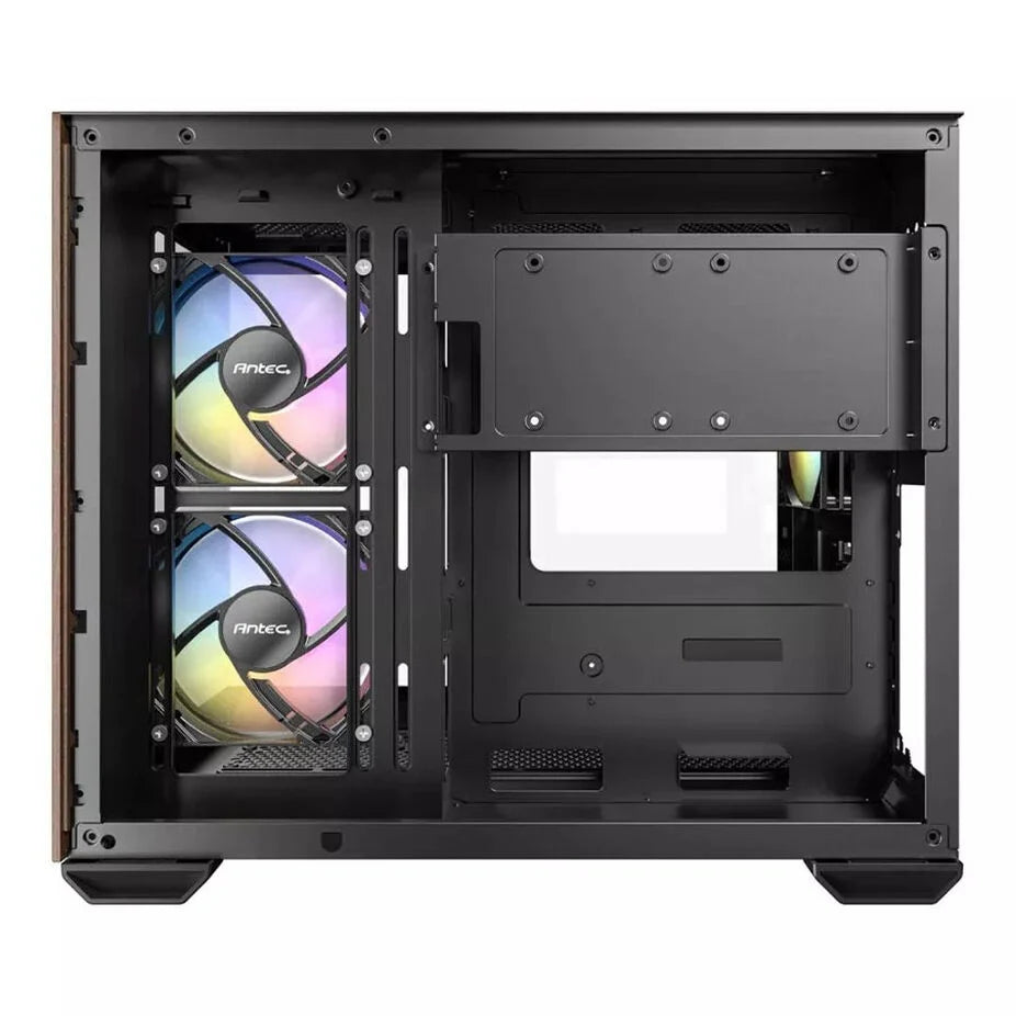 Antec CX600M Wood PC Gehäuse, Mini-Tower, Micro-ATX, Tempered Glass - schwarz, Holz