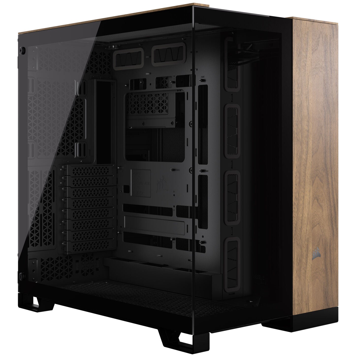 Corsair 6500X Midi-Tower, Tempered Glass - schwarz/walnussholz