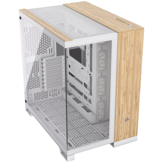 Corsair 6500X Midi-Tower, Tempered Glass - weiß/bamboo wood