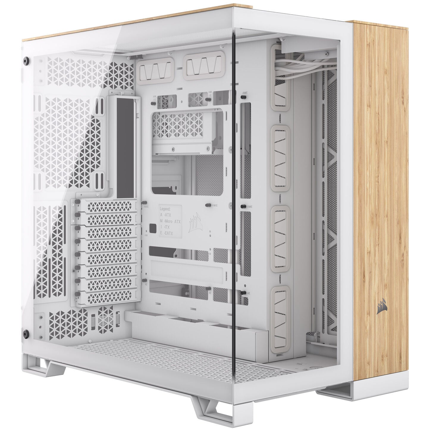 Corsair 6500X Midi-Tower, Tempered Glass - weiß/bamboo wood
