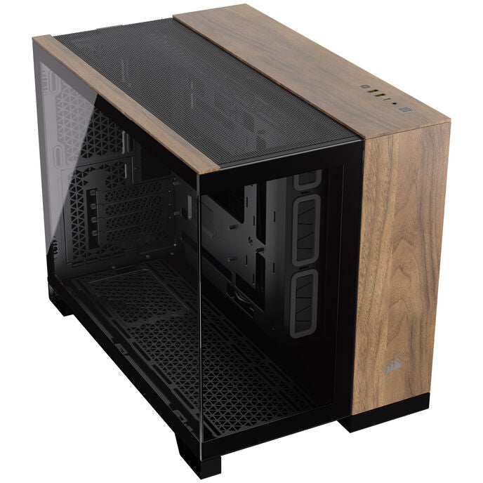 Corsair 2500X Micro-ATX Gehäuse, Tempered Glass - schwarz/walnussholz