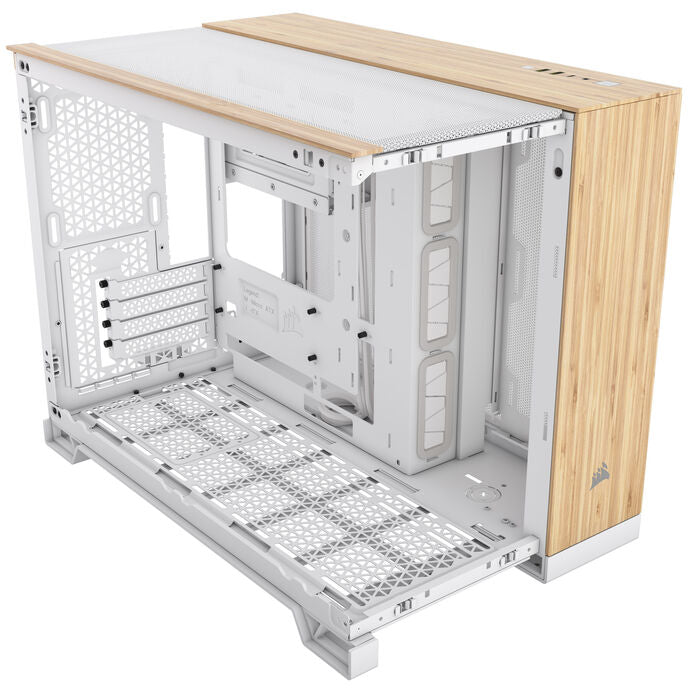 Corsair 2500X Micro-ATX Gehäuse, Tempered Glass - weiß/bamboo wood