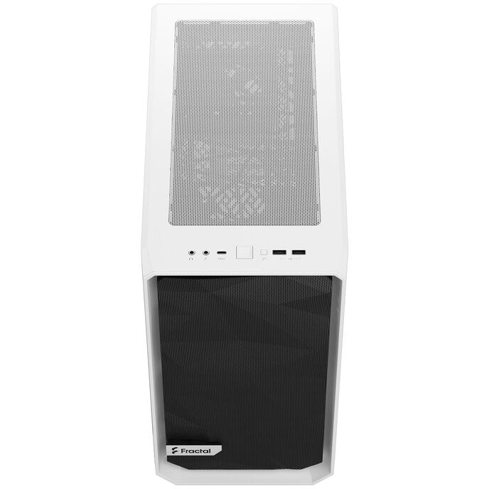 Boîtier mini tour Fractal Design Meshify 2 Mini MicroATX blanc/noir avec panneau latéral en verre trempé, USB 3.2 Gen 2 Type-C et USB 3.2 Gen 1 Type-A