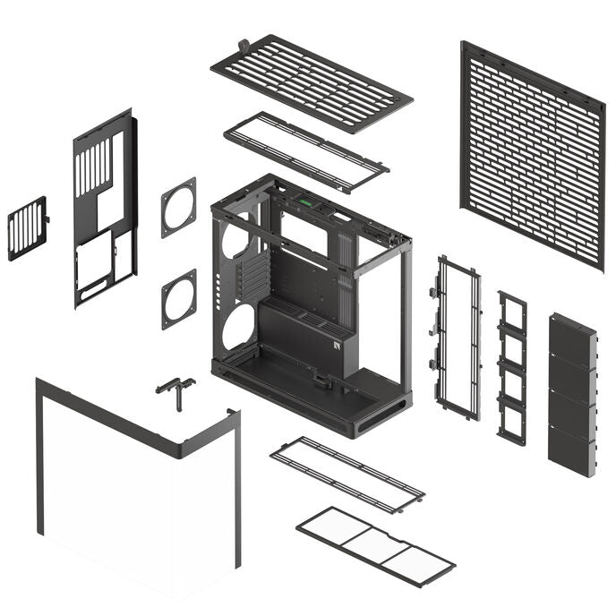 HAVN HS420 Boîtier moyen tour ATX noir avec panneau latéral en verre trempé et panneau avant USB 3.2 Gen 2 Type-C, USB 3.2 Gen 1 Type-A