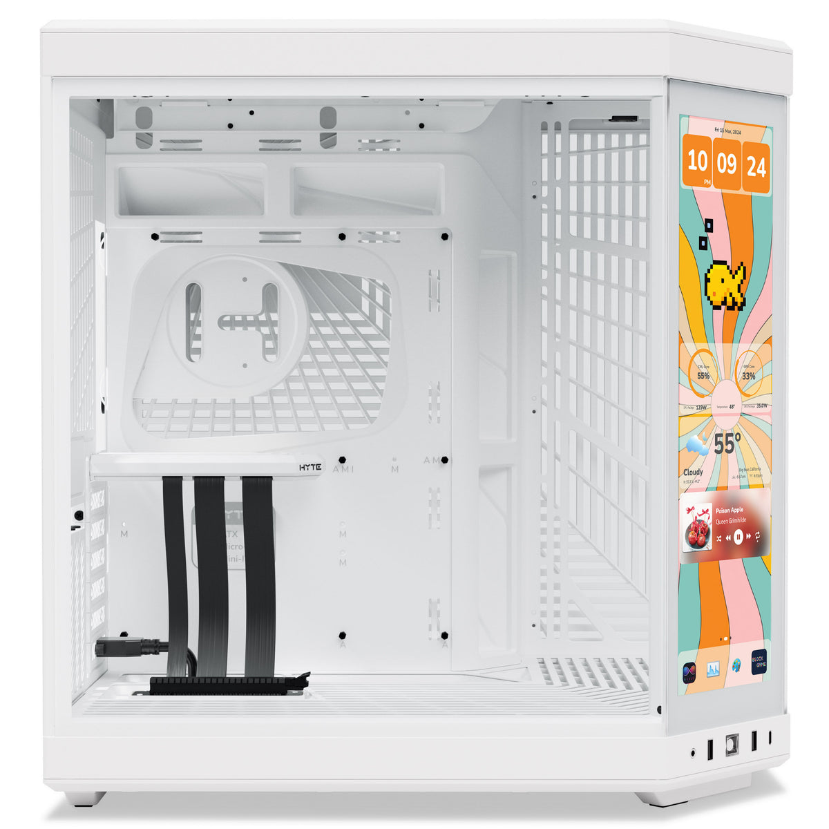 HYTE - Y70 Touch Infinite Dual Chamber ATX Mid Tower Modern Aesthetic Case with Integrated 2.5K IPS Touchscreen - Snow White