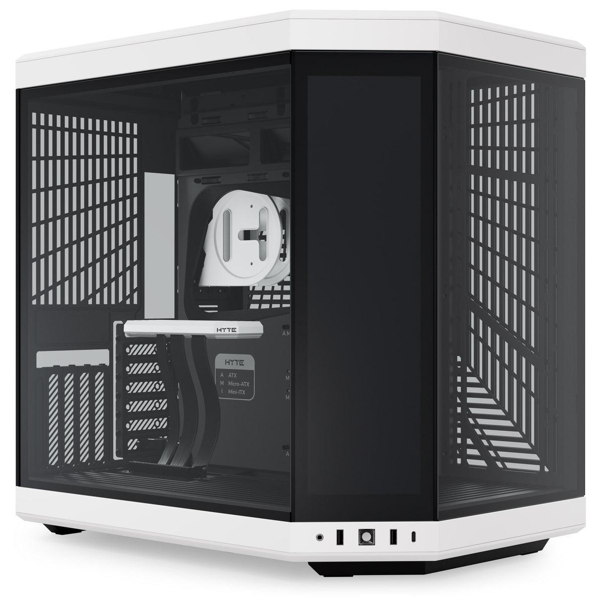 Hyte Y70 Touch Infinite Dual Chamber ATX Mid Tower Modern Aesthetic Case with Integrated 2.5K LCD Touchscreen - Panda/White
