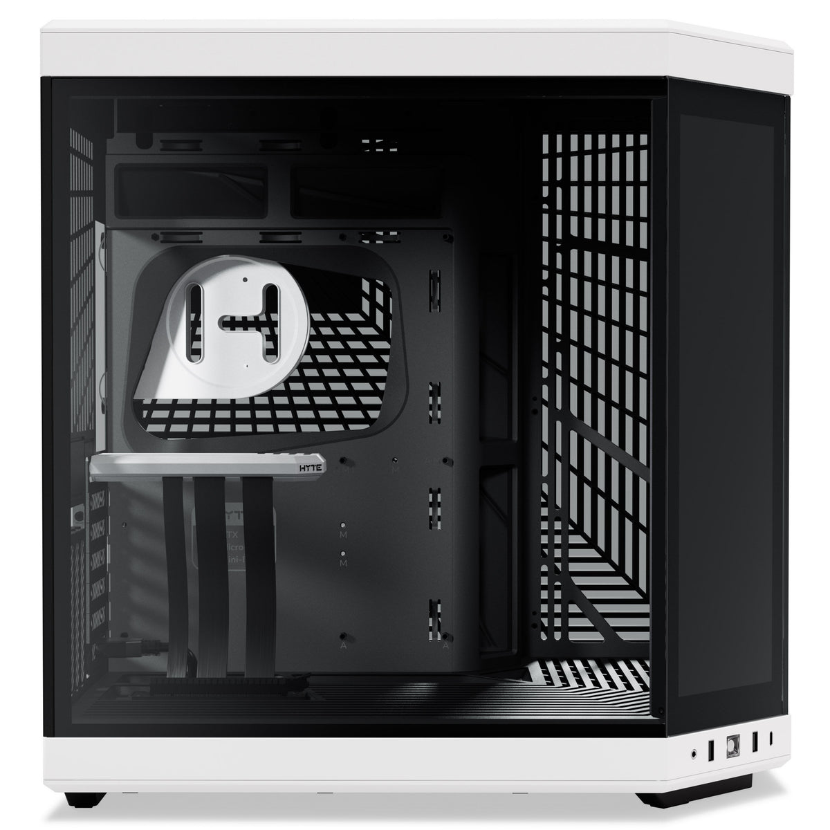 Hyte Y70 Touch Infinite Dual Chamber ATX Mid Tower Modern Aesthetic Case with Integrated 2.5K LCD Touchscreen - Panda/White