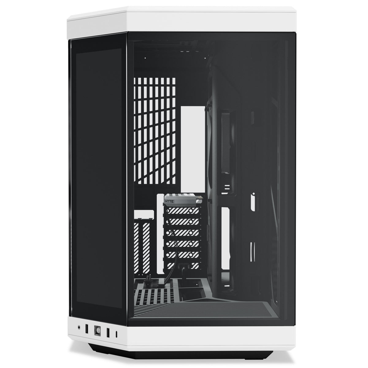 Hyte Y70 Touch Infinite Dual Chamber ATX Mid Tower Modern Aesthetic Case with Integrated 2.5K LCD Touchscreen - Panda/White