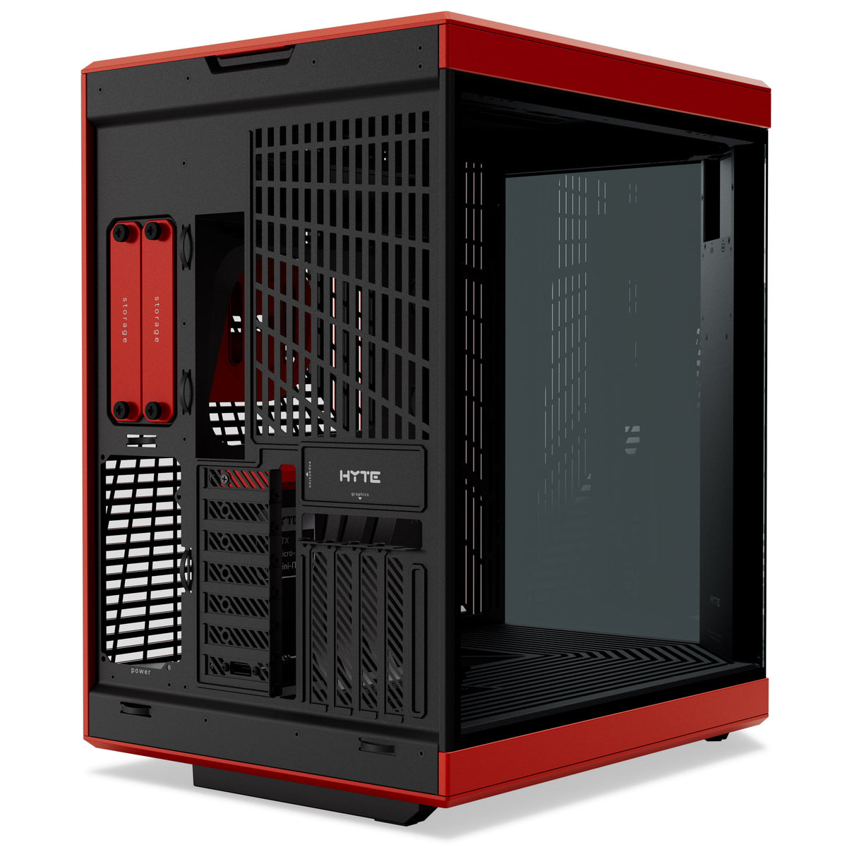 HYTE Y70 Touch Infinite ATX Mid Tower Red / Black Tempered Glass Side Panel, USB 3.2 Gen 2 Type-C, USB 3.2 Gen 1 Type-A