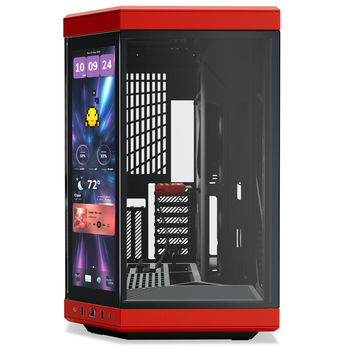 HYTE Y70 Touch Infinite ATX Mid Tower Red / Black Tempered Glass Side Panel, USB 3.2 Gen 2 Type-C, USB 3.2 Gen 1 Type-A