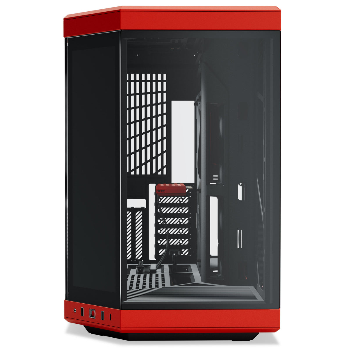 HYTE Y70 Touch Infinite ATX Mid Tower Red / Black Tempered Glass Side Panel, USB 3.2 Gen 2 Type-C, USB 3.2 Gen 1 Type-A
