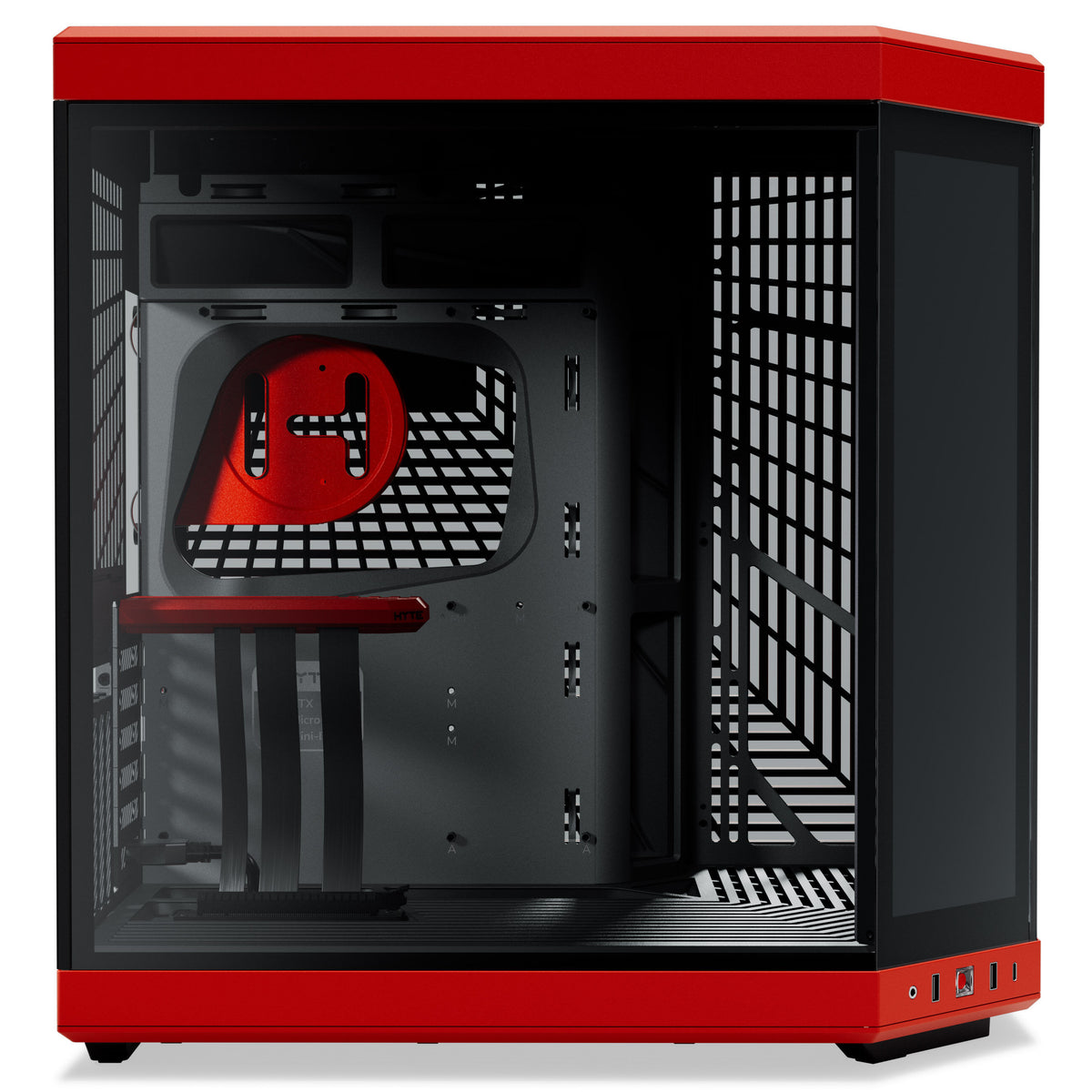 HYTE Y70 Touch Infinite ATX Mid Tower Red / Black Tempered Glass Side Panel, USB 3.2 Gen 2 Type-C, USB 3.2 Gen 1 Type-A