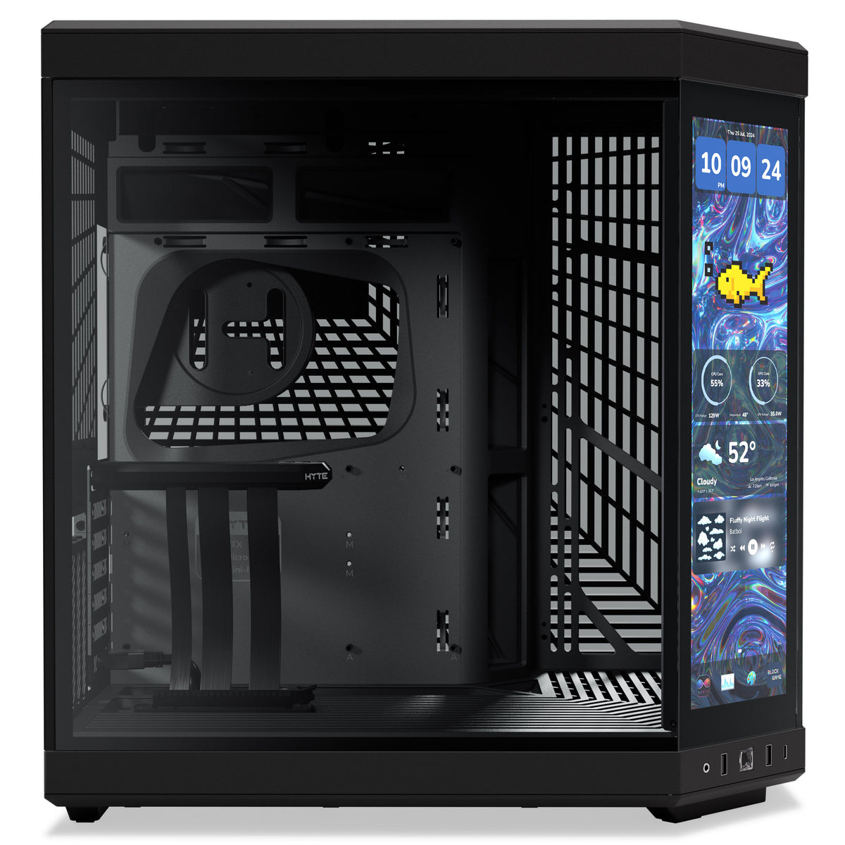 HYTE - Y70 touch infinite Dual Chamber ATX Mid Tower Modern Aesthetic Case With Integrated 2.5K IPS Touchscreen - Pitch Black
