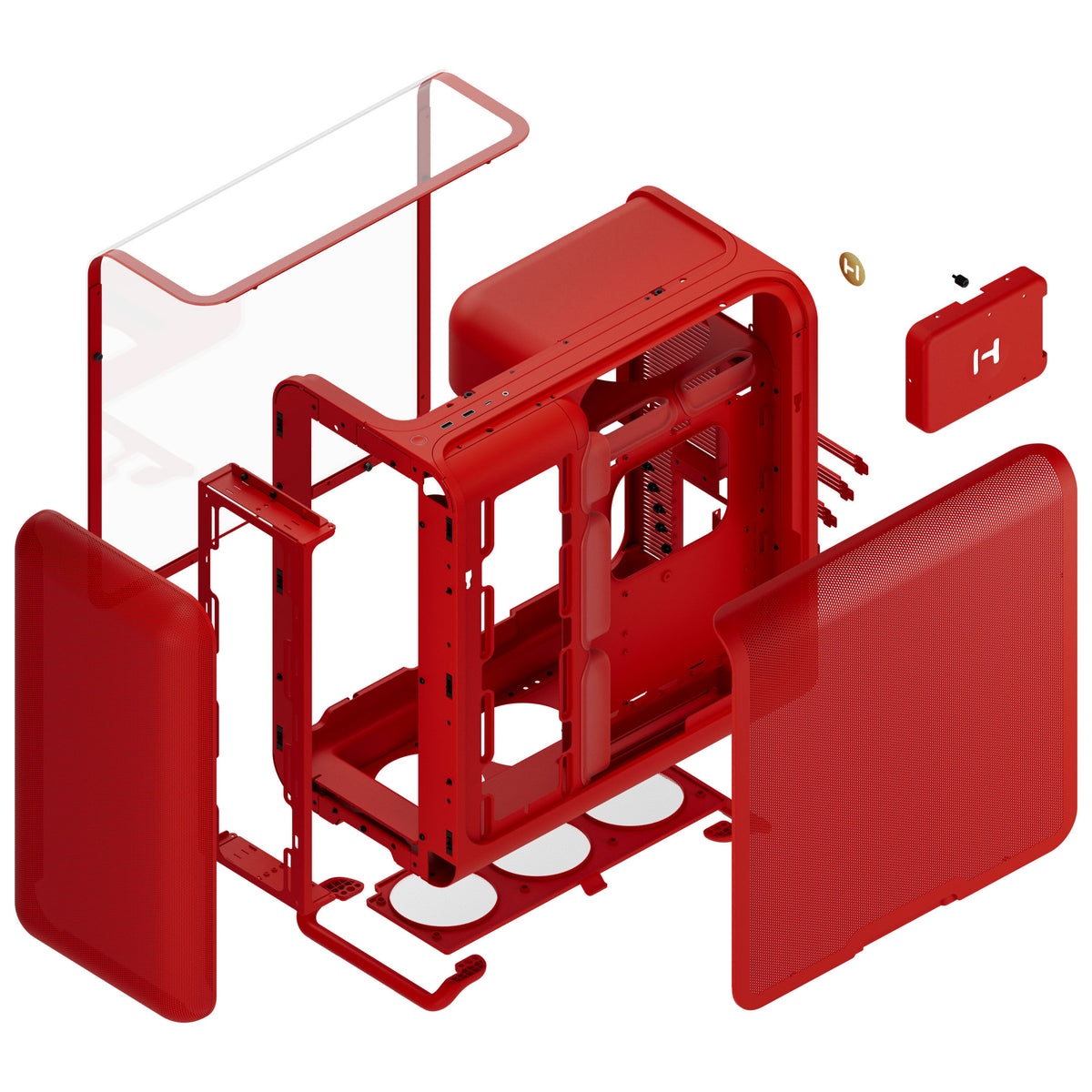 HYTE X50 ATX Mid Tower Red with Tempered Glass Side Panel
