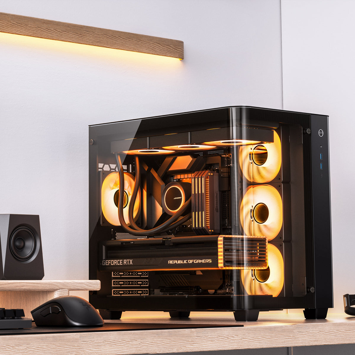 Jonsbo TK-3 ATX Mid Tower Black Tempered Glass Side Panel, USB 3.2 Gen 2 Type-C, USB 3.2 Gen 1 Type-A