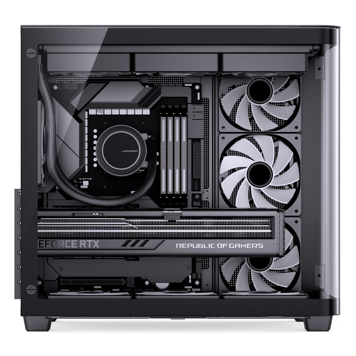 Jonsbo TK-3 ATX Mid Tower Black Tempered Glass Side Panel, USB 3.2 Gen 2 Type-C, USB 3.2 Gen 1 Type-A