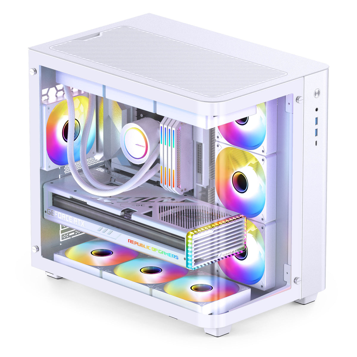 Jonsbo TK-3 ATX Mid Tower White with Tempered Glass Side Panel and USB 3.2 Gen 2 Type-C, USB 3.2 Gen 1 Type-A
