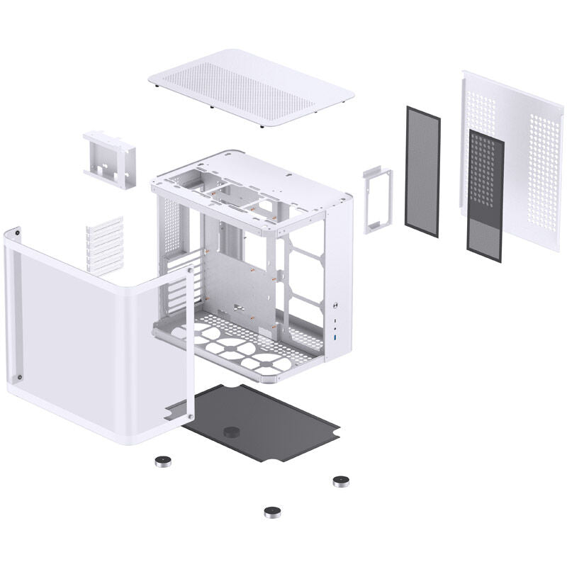 Jonsbo TK-2 2.0 ATX Mid Tower bianco con pannello laterale in vetro temperato e USB 3.2 Gen 2 Type-C, USB 3.2 Gen 1 Type-A