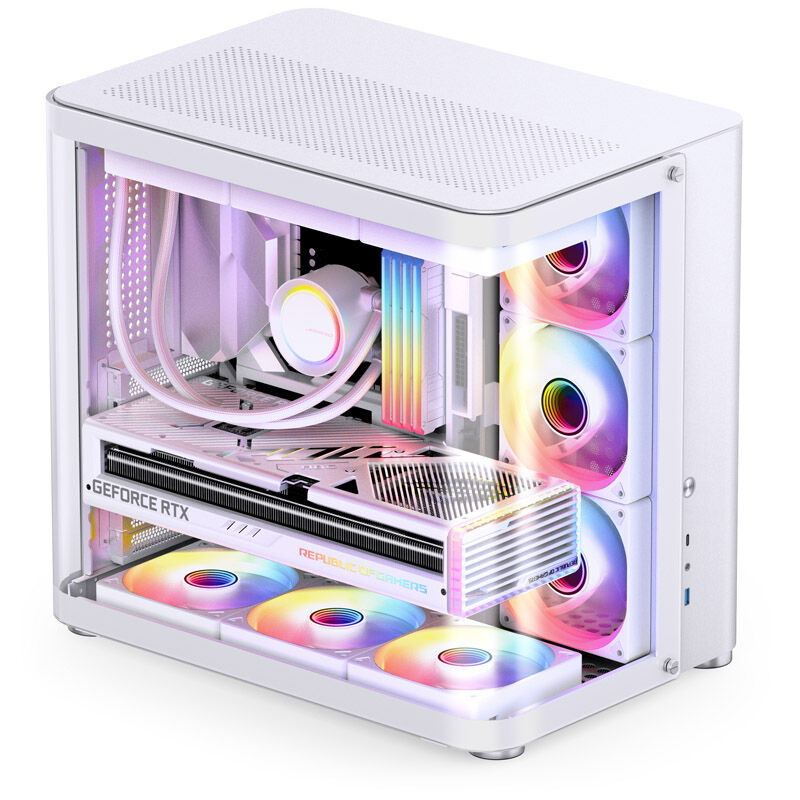 Jonsbo TK-2 2.0 ATX Mid Tower bianco con pannello laterale in vetro temperato e USB 3.2 Gen 2 Type-C, USB 3.2 Gen 1 Type-A
