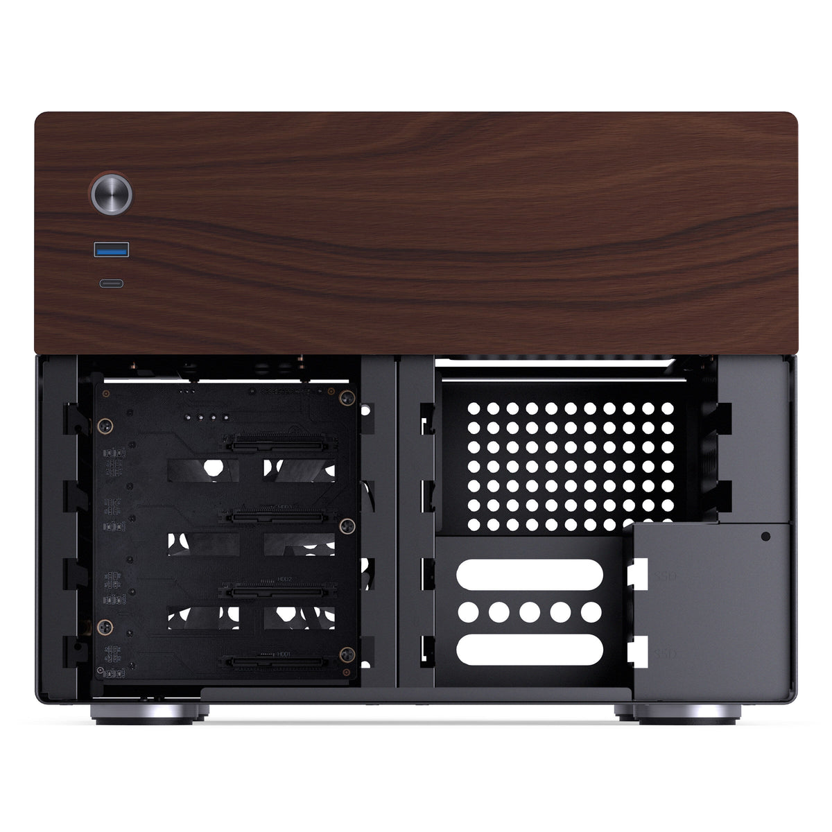Jonsbo N4 Micro ATX Desktop Black / Brown Mesh Side Panel, USB 3.2 Gen 2 Type-C, USB 3.2 Gen 1 Type-A