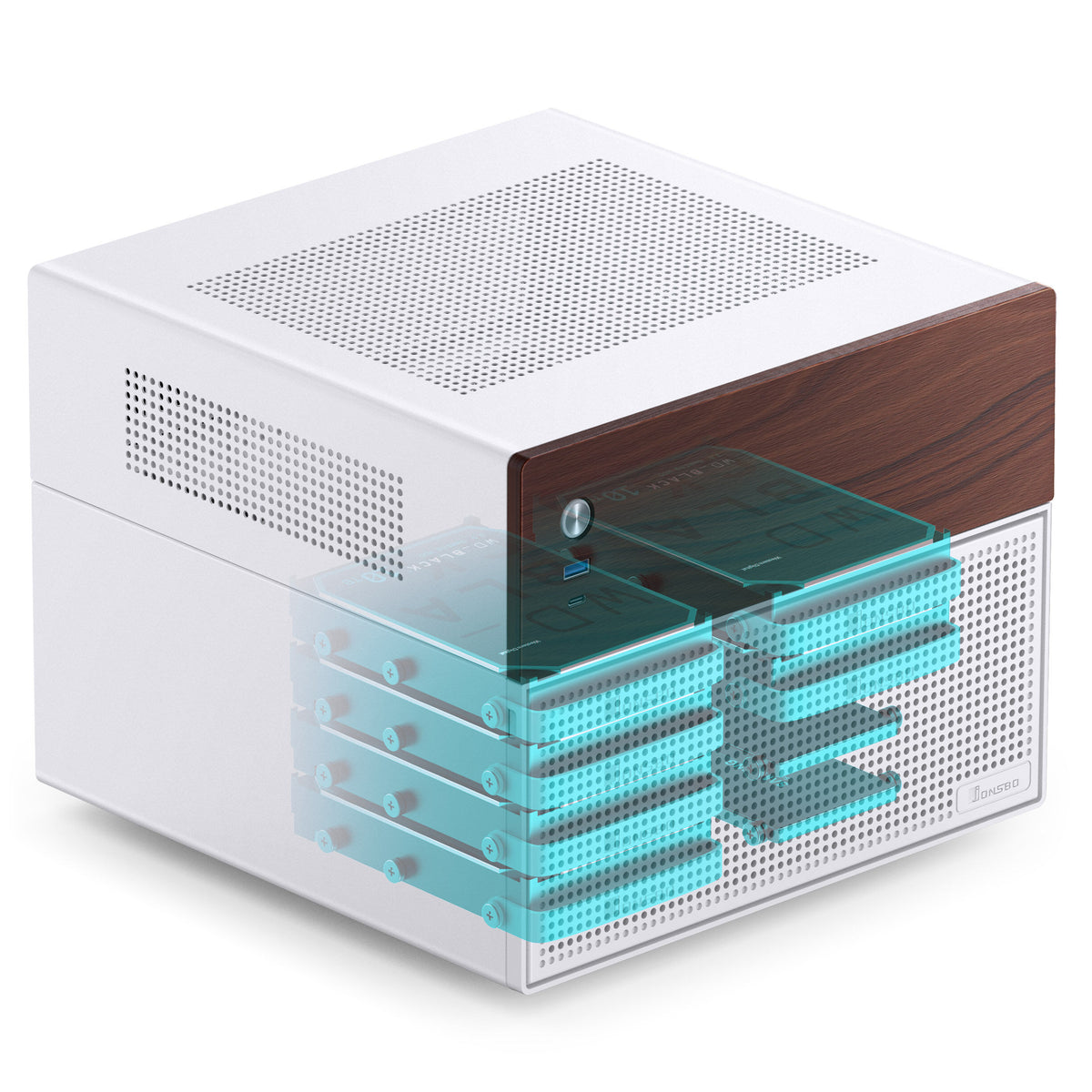 Jonsbo N4 MicroATX Desktop White / Brown Mesh Side Panel, USB 3.2 Gen 2 Type-C & USB 3.2 Gen 1 Type-A Front Panel