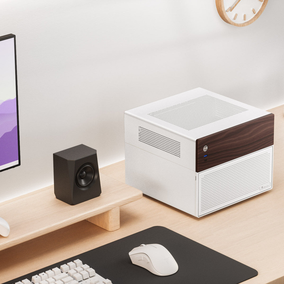 Jonsbo N4 MicroATX Desktop White / Brown Mesh Side Panel, USB 3.2 Gen 2 Type-C & USB 3.2 Gen 1 Type-A Front Panel