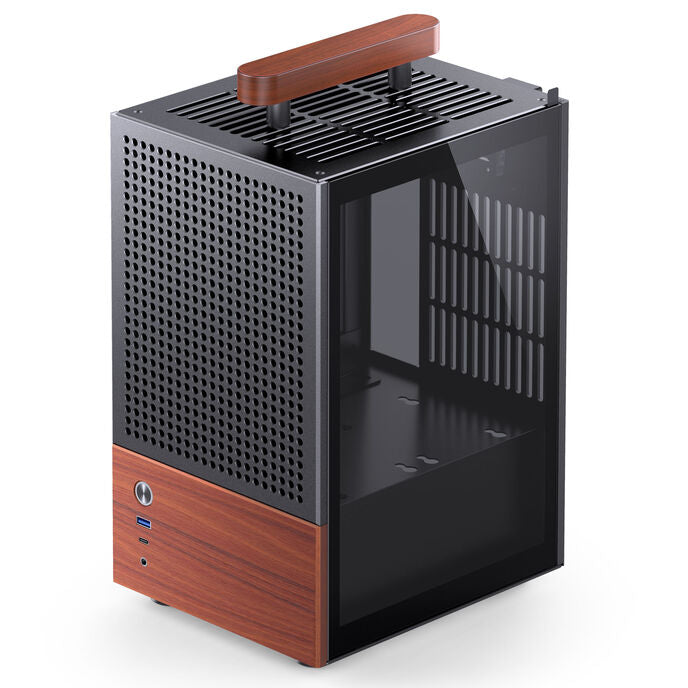 Jonsbo T6 PC Gehäuse, Mini-Tower, Mini-ITX, Tempered Glass, Holz - schwarz
