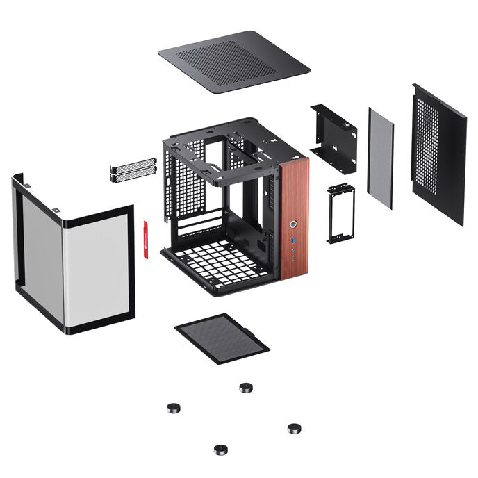 Jonsbo TK-0 Mini-ITX Desktop Black with Tempered Glass Side Panel and USB 3.2 Gen 2 Type-C, USB 3.2 Gen 1 Type-A Front Panel