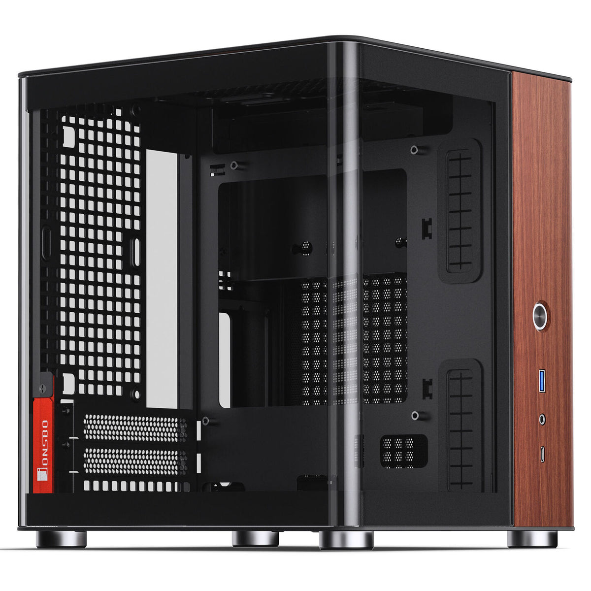 Jonsbo TK-0 Mini-ITX Desktop Black with Tempered Glass Side Panel and USB 3.2 Gen 2 Type-C, USB 3.2 Gen 1 Type-A Front Panel
