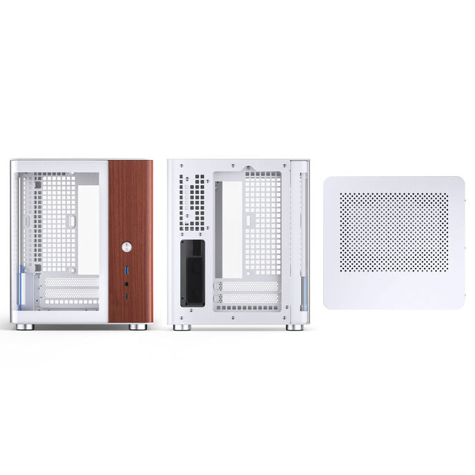 Jonsbo TK-0 Mini-ITX Desktop White Tempered Glass Side Panel, USB 3.2 Gen 2 Type-C, USB 3.2 Gen 1 Type-A