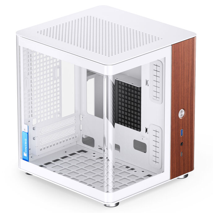 Jonsbo TK-0 Mini-ITX Desktop White Tempered Glass Side Panel, USB 3.2 Gen 2 Type-C, USB 3.2 Gen 1 Type-A