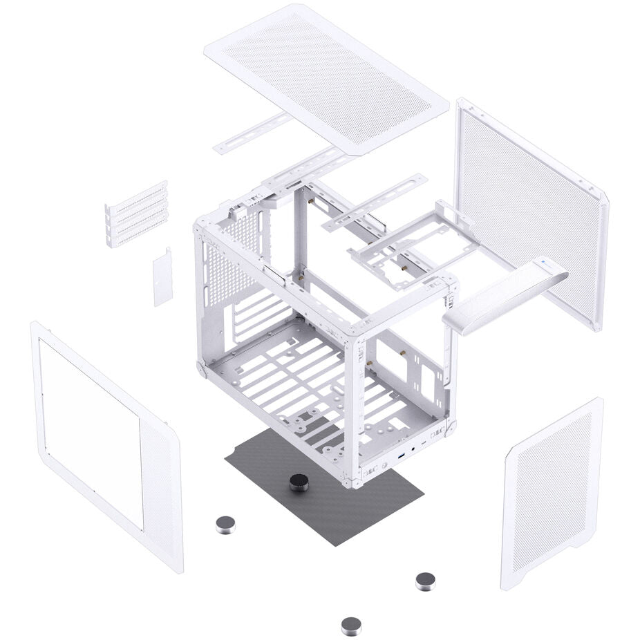 Jonsbo C6 MAX Boîtier Micro ATX de bureau blanc avec panneau latéral en verre trempé