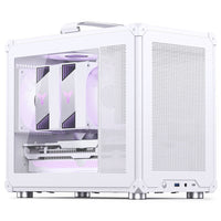 Jonsbo C6 MAX Boîtier Micro ATX de bureau blanc avec panneau latéral en verre trempé