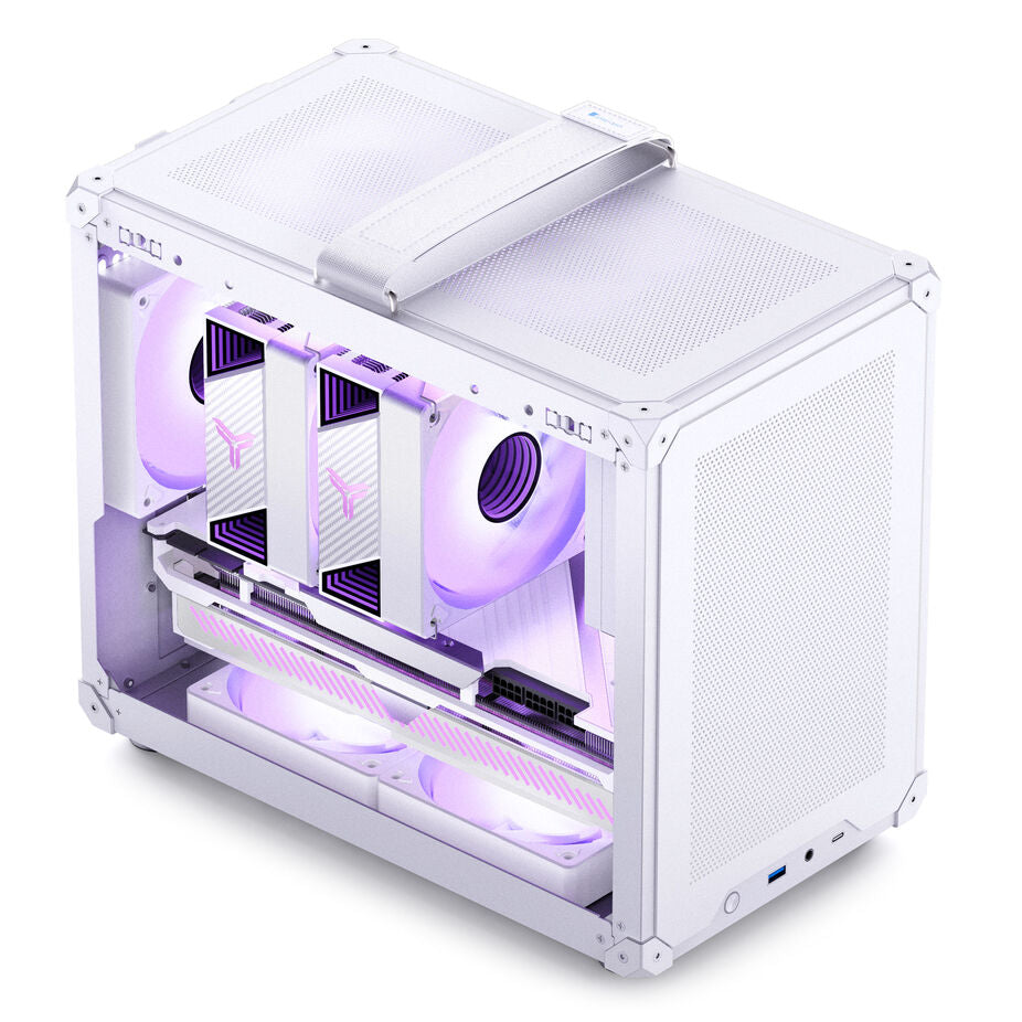 Jonsbo C6 MAX Boîtier Micro ATX de bureau blanc avec panneau latéral en verre trempé
