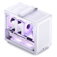 Jonsbo C6 MAX Boîtier Micro ATX de bureau blanc avec panneau latéral en verre trempé