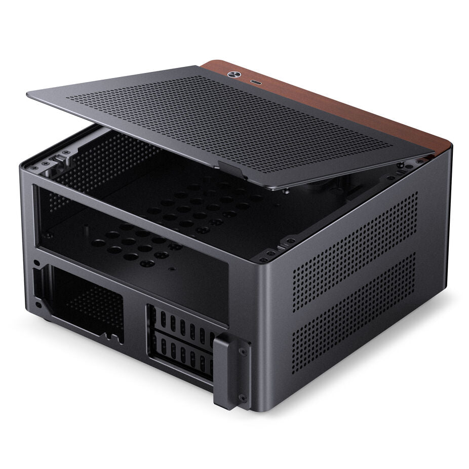 Jonsbo NV10 Mini-ITX Desktop Noir/Marron avec panneau latéral en maille et panneau avant USB 3.2 Gen 2 Type-C