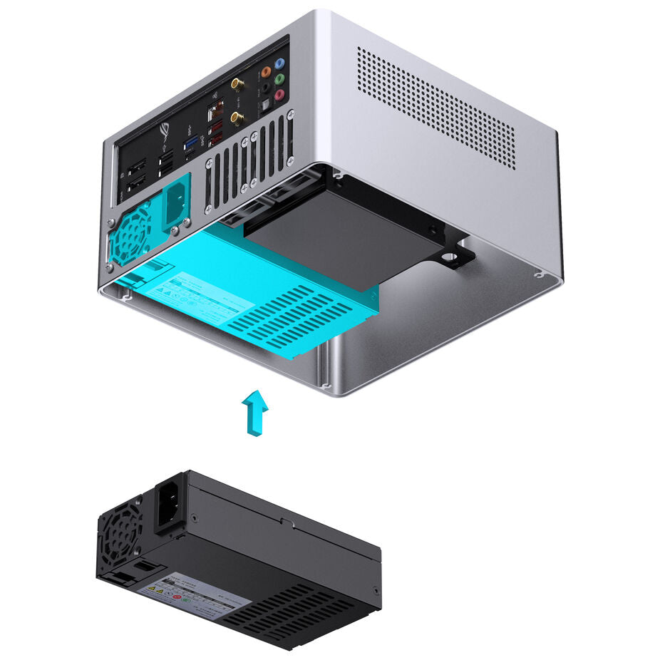 Jonsbo N10 Mini-ITX Tour Argent avec panneau latéral en mesh et panneau avant USB 3.2 Gen 2 Type-C