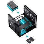 Jonsbo V12 Micro ATX Desktop Black / Brown with Tempered Glass Side Panel and USB 3.2 Gen 2 Type-C / USB 3.2 Gen 1 Type-A Front Panel