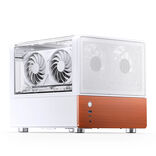 Jonsbo V12 Micro ATX Desktop White / Brown with Tempered Glass Side Panel and USB 3.2 Gen 2 Type-C, USB 3.2 Gen 1 Type-A