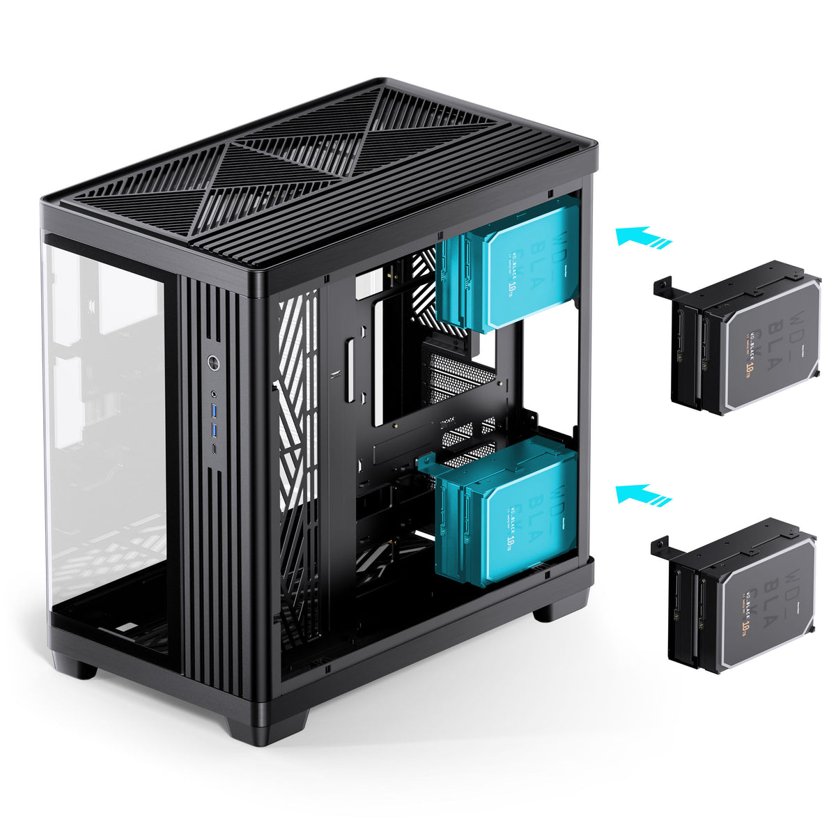 Jonsbo TK-4 Gehäuse, Midi-Tower, ATX, Tempered Glass - schwarz
