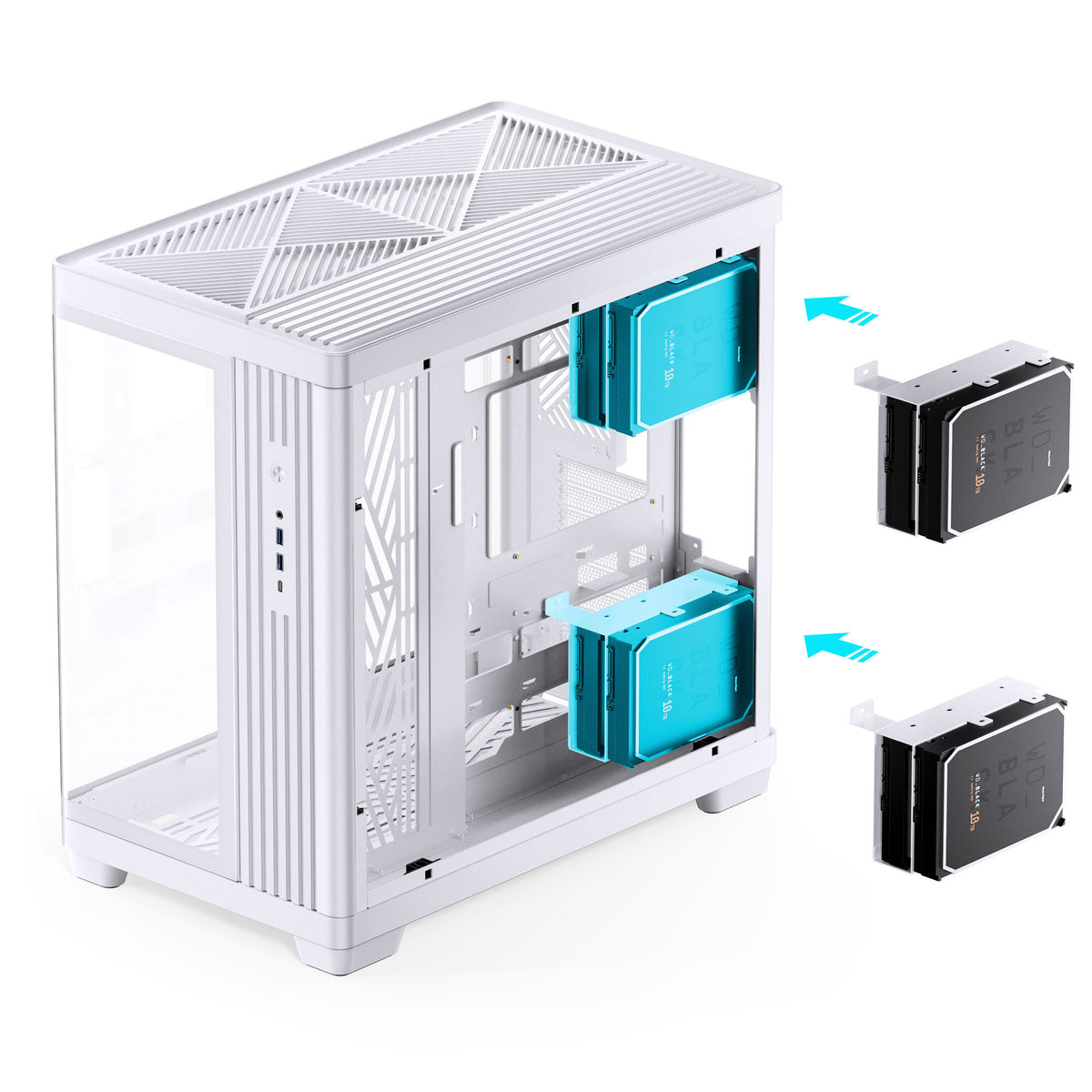 Jonsbo TK-4 Gehäuse, Midi-Tower, ATX, Tempered Glass - weiß