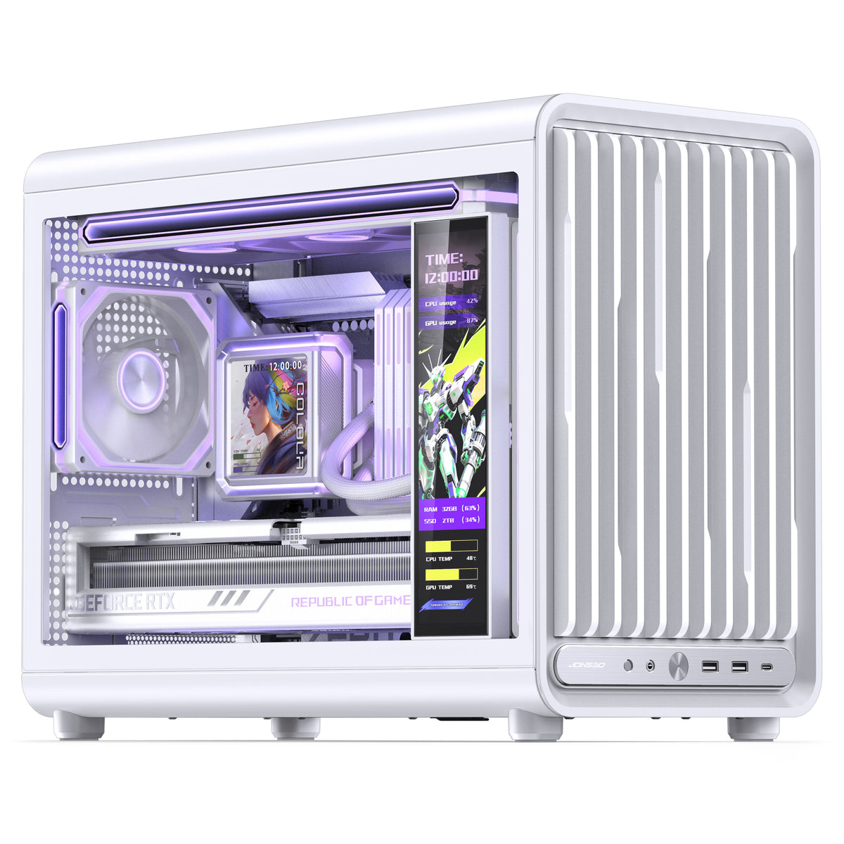 Jonsbo D33 STD PC-Gehäuse, mATX, Tempered Glass - weiß