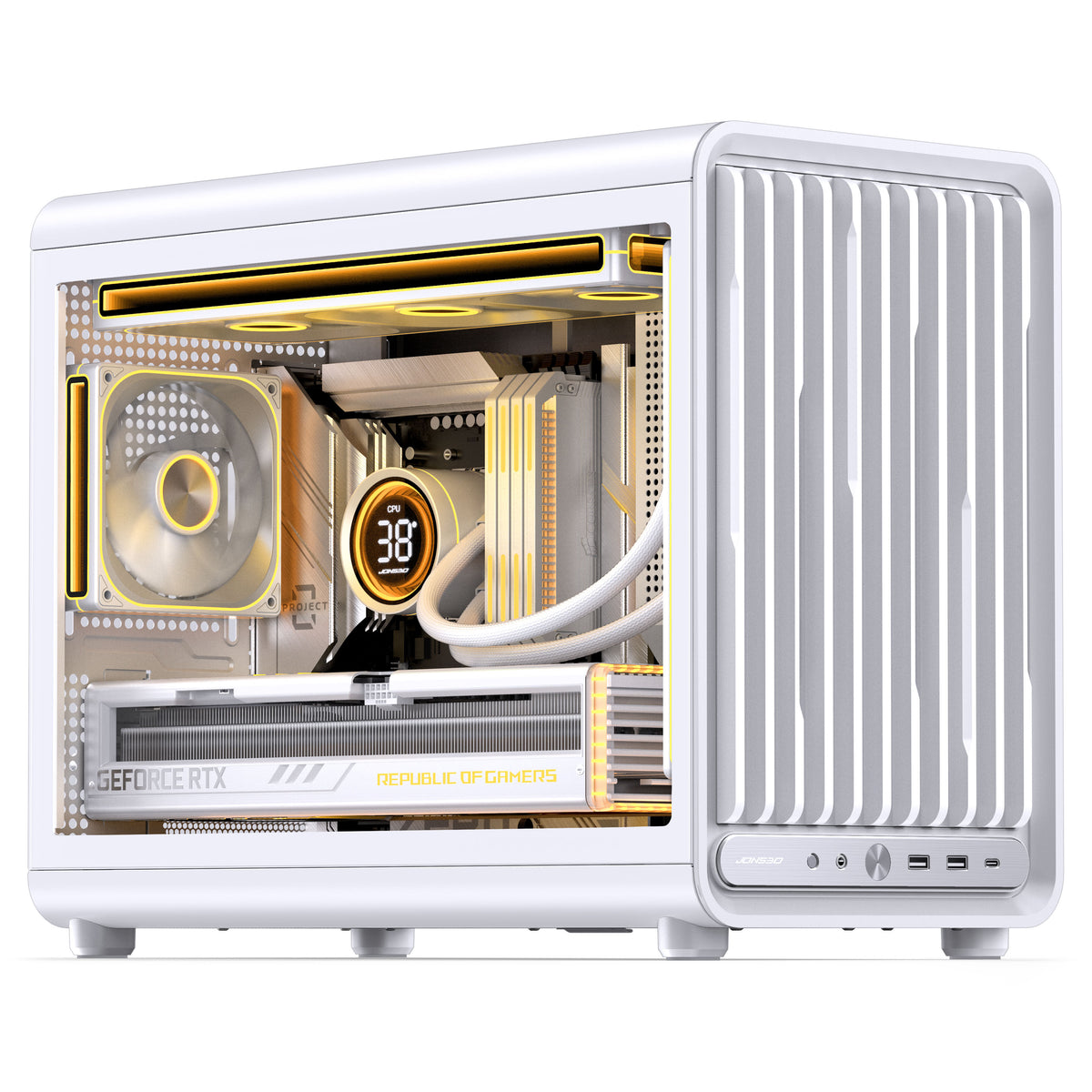 Jonsbo D33 STD PC-Gehäuse, mATX, Tempered Glass - weiß