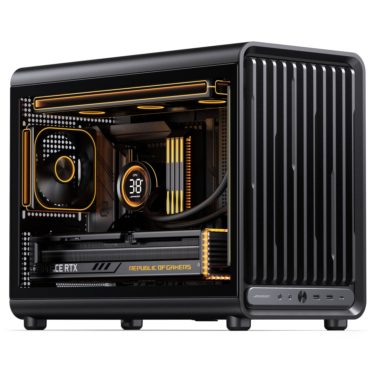 Jonsbo D33 STD PC-Gehäuse, mATX, Tempered Glass - schwarz